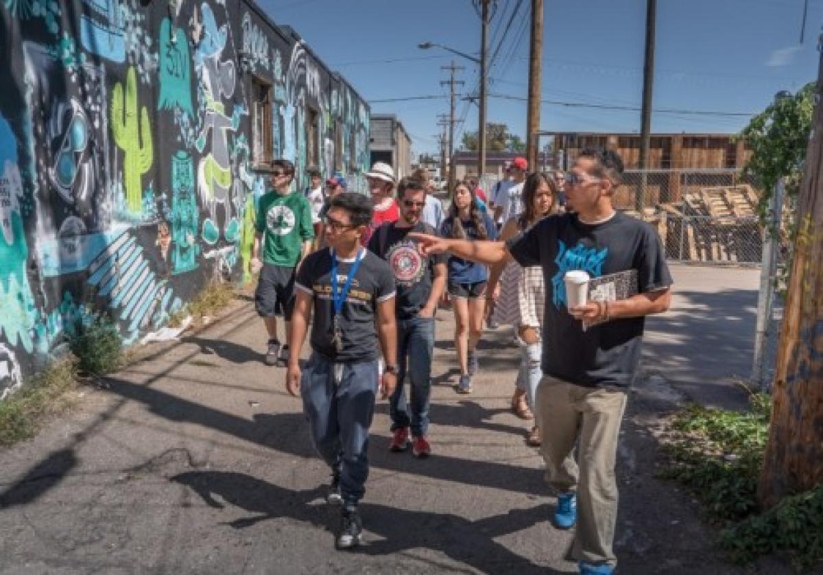 Students touring the streets of Denver