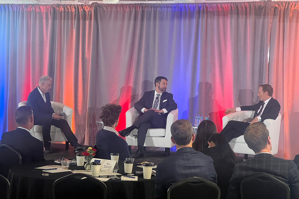 Rick Pederson (left), Harvard instructor Teo Nicolais (center) and ITS Senior Fellow Egon Terplan (right) discuss the office vacancy crisis