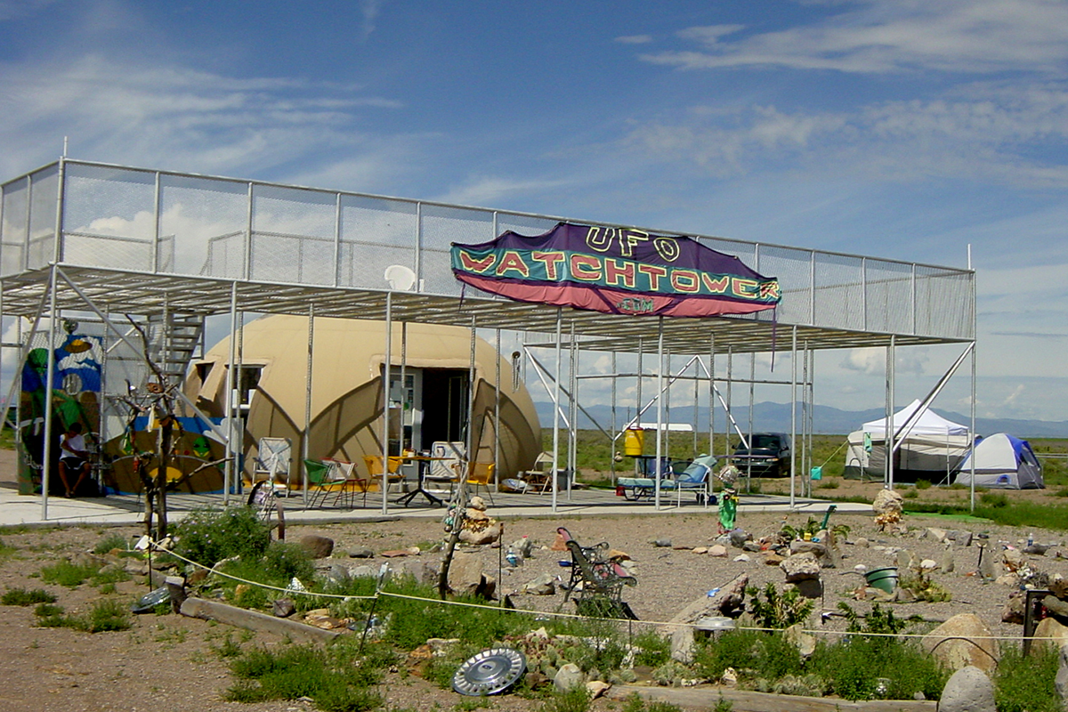 An exterior shot of the UFO Watchtower in the San Luis Valley, Colorado