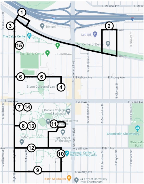 map of DU shuttle route