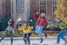 DU Students Having A Snowball Fight