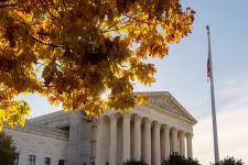 The Supreme Court building is shown in the fall