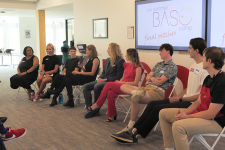 The 2024 BASE Camp cohort sits for a panel discussion at the Final Pitch