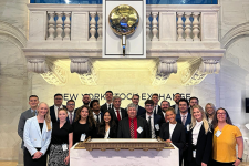 Students at the New York Stock Exchange during this fall's Walk Down Wall St.