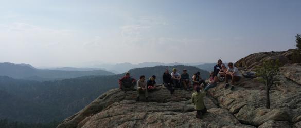 student group convening for lunch at the summit