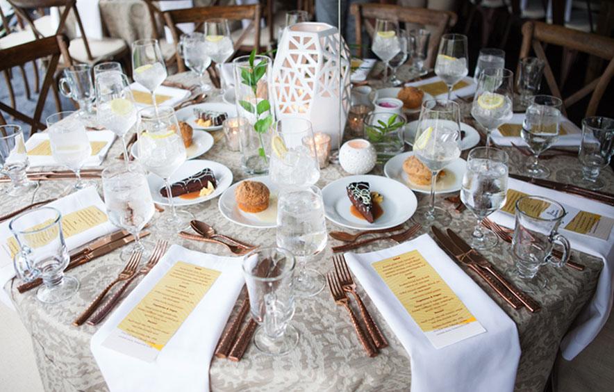 table setting at DU campus dinner