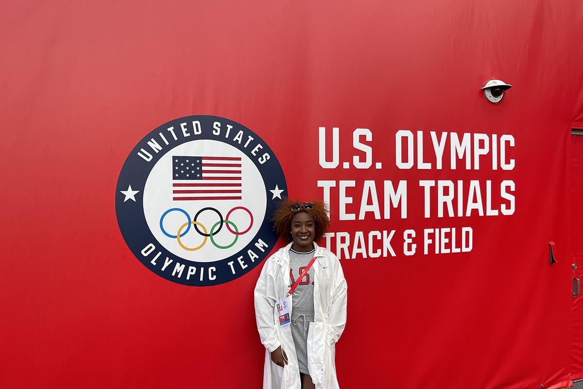 Breigh Jones-Coplin poses for a photo at the Olympic trials in Eugene.
