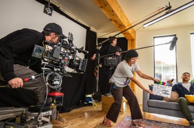 Sophia on a film set