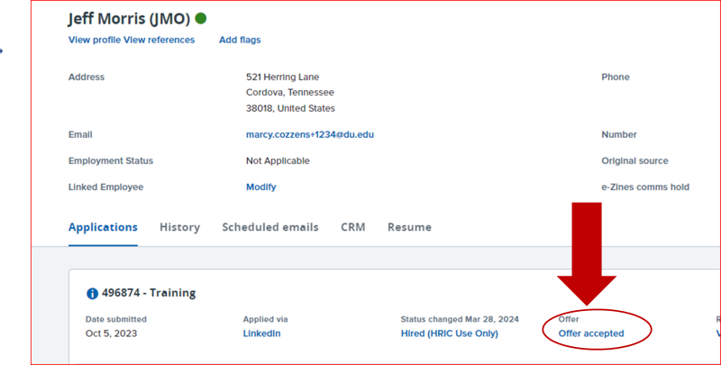 PageUp screenshot of offer accepted PageUp screenshot of offer accepted
