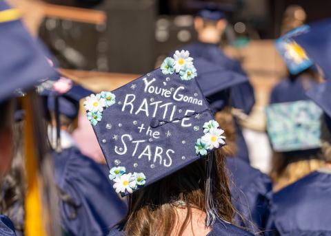  A graduation cap reads, "you're gonna rattle the stars" 