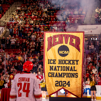 Raising the banner in Magness Arena