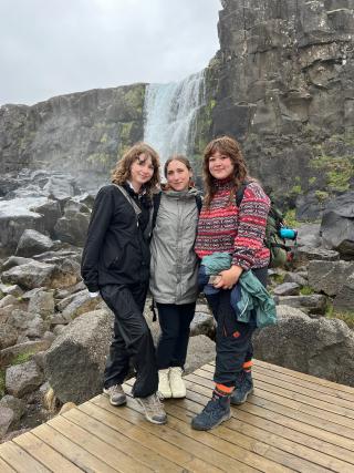 Kiena Campbell and two friends on a hike