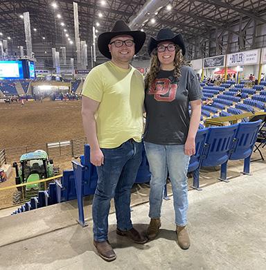 Matt Walter poses for a photo with Lisl Davies who is to his right